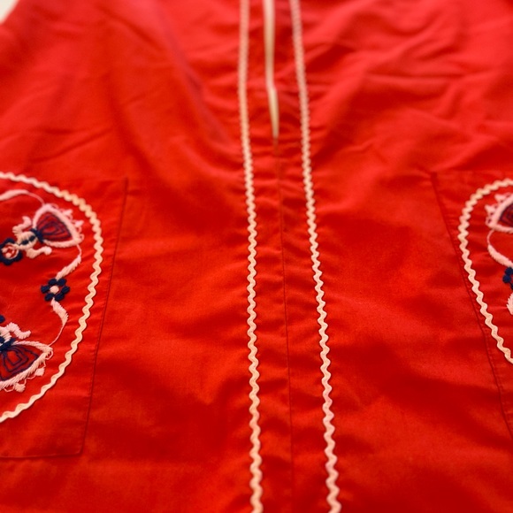 Vintage KENROSE Ken Robes Size 12 Embroidered Red Lounge Day Dress Robe Zip Up - Picture 11 of 16